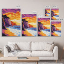 Ocean Wave, Sunset Splash, Surf Art, Framed Canvas Print, Coastal Wall Art, Nautical Home Decor, Tropical Landscape Painting