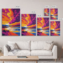 Sunset Glow, Scenic Painting, Colorful Art, Beach Landscape, Framed Canvas Print, Bedroom Wall Art, Bohemian Home Decor, Nature Wall Art
