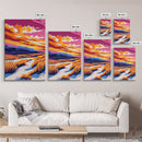 Dunes at Sunset, Coastal Landscape, Vibrant Beach Art, Nature Wall Decor, Canvas Print, Boho Wall Art, Bedroom Decoration, Ocean Scene