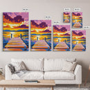 Tranquil Dock, Lake Sunset, Serene Landscape, Peaceful Wall Art, Canvas Print, Living Room Decor, Nature Artwork, Cabin Retreat