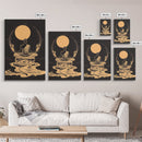 Meditation Art, Zen Moon, Spiritual Artwork, Mystical Wall Decor, Canvas Print, Minimalist Wall Art, Yoga Studio, Serene Black and Gold
