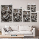 Ornate Sculpture, 3D Wall Art, Elegant Relief, Classical Decor, Canvas Print, Artistic Home Decor, Luxury Interior, Spiritual Aesthetic