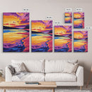 Beach Sunset, Tropical Art, Ocean Painting, Colorful Landscape, Framed Canvas Print, Coastal Home Decor, Living Room Wall Art, Seaside Art