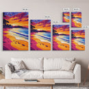 Beach Sunset Art, Coastal Ocean Painting, Vibrant Seascape Print, Tropical Wall Decor, Summer Beach Scene, Framed Canvas Print, Bedroom Art
