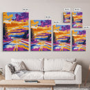 Sunset Highway, Road Trip Art, Colorful Travel Decor, Adventure Wall Art, Wanderlust Aesthetic, Framed Canvas Print, Unique Gift
