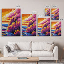 Sunset Beach Art, Ocean Wall Art, Colorful Landscape Painting, Coastal Canvas Print, Vibrant Sunset Decor, Large Wall Art, Boho Art