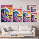 Ocean Wave Painting, Vibrant Seascape Wall Art, Colorful Beach Print, Surf Canvas Print, Coastal Home Decor, Nautical Wall Art