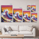 Big Wave Art, Colorful Ocean Painting, Surf Canvas Print, Coastal Beach Wall Decor, Modern Seascape Art, Nautical Home Wall Art