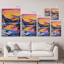 Mountain Lake Art, Colorful Nature Painting, Vibrant Landscape Canvas Print, Rustic Wall Art, Cabin Decor, Living Room Wall Art