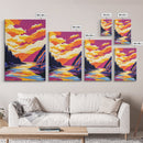 River Sunset Art, Colorful Nature Painting, Vibrant Landscape Canvas Print, Rustic Home Decor, Living Room Wall Art, Autumn Wall Art