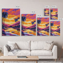 Palm Tree Sunset, Vibrant Beach Painting, Colorful Coastal Canvas Print, Tropical Home Decor, Boho Wall Art, Living Room Wall Art