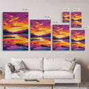 Sunset Reflection Art, Vibrant Lake Painting, Colorful Nature Canvas Print, Tranquil Home Decor, Boho Wall Art, Living Room Art