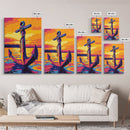 Anchor Sunset Art, Canvas Print, Nautical Wall Decor, Maritime Artwork, Coastal Sunset, Ocean Lover Gift, Modern Seascape, Beach House