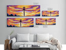 Dragonfly Art, Sunset Canvas Print, Nature Decor,  Colorful Framed Canvas, Boho Wall Art, Vibrant Bedroom Art, Insect Illustration,