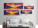 Serene Lake Sunset, Vibrant Nature Painting, Colorful Wall Art, Peaceful Landscape, Framed Canvas Print, Living Room Decor, Boho