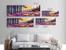 Enchanted Forest, Sunset Glow Painting, Vibrant Woodland Art, Nature Lover Gift, Framed Canvas Print, Living Room Wall Art, Cozy
