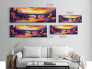 Stone Bridge, River Sunset, Autumn Art, Nature Scene, Living Room Wall Art, Colorful Home Decor, Canvas Print, Modern Landscape