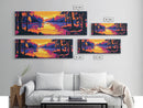 Sunset Reflection, Tranquil River, Forest Landscape, Cozy Nature Scene, Canvas Print, Modern Rustic Decor, Bedroom Wall Art
