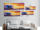 Rolling Wave, Surf Art, Ocean Wall Decor, Vibrant Seascape, Surfer Gift, Coastal Living, Summer Beach, Framed Canvas Print