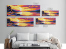 Sunset Over Water, Vibrant Landscape, Serene Lake, Cabin Retreat, Warm Color Palette, Living Room Decor, Canvas Print