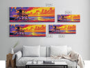 Sunset Beach House, Coastal Wall Art, Vibrant Seascape, Ocean Home Decor, Canvas Print, Boho Artwork, Tropical Living Room Art