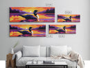Lake Loon Sunset, Wildlife Wall Art, Tranquil Nature Scene, Cabin Decor, Framed Canvas Print, Vibrant Landscape, Living Room Artwork