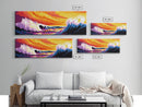 Rolling Waves, Ocean Sunset, Coastal Wall Art, Vibrant Beach Scene, Framed Canvas Print, Nautical Decor, Surfer Room, Seascape Painting