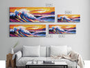 Ocean Waves, Sunset Beach, Vibrant Coastal, Modern Art, Canvas Print, Living Room Wall Art, Beach House Decor, Large Wall Art