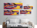 Fishing Boats, Seaside Village, Vibrant Sunset, Nautical Theme, Canvas Print, Living Room Wall Art, Rustic Coastal Decor, Beach House