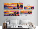 Woman By Lake, Serene Landscape, Sunset Painting, Nature Art, Canvas Print, Cozy Bedroom Art, Modern Wall Decor, Boho Living Space
