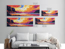 Canyon Sunset, River View, Dramatic Landscape, Framed Canvas Print, Bold Colors, Scenic Wall Art, Living Room Decor, Rustic Home