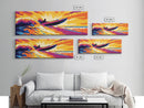 Speedboat Wave, Vibrant Water Art, Sunset Adventure, Framed Canvas Print, Bold Colors, Nautical Decor, Modern Home, Ocean Lover