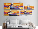 Majestic Pelican, Tropical Sunset, Framed Canvas Print, Coastal Wildlife Art, Boho Animal Decor, Colorful Bird Painting, Beach House Art