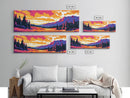 Mountain Sunset, Forest View, Framed Canvas Print, Cozy Cabin Decor, Vibrant Landscape Art, Fall Wall Art, Living Room Art, Rustic Home