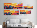 Desert Cactus, Sunset Glow, Framed Canvas Print, Boho Wall Art, Southwest Home Decor, Vibrant Nature Art, Rustic Landscape, Living Room Art