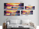 Sunset Swimmer, Water Reflection, Vibrant Wall Art, Framed Canvas Print, Living Room Decor, Modern Art, Colorful Home Accent