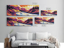 River Valley, Sunset Landscape, Vibrant Wall Art, Framed Canvas Print, Living Room Decor, Nature Scene, Western Art, Boho Style