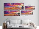 Rolling Fields, Golden Landscape, Sunset Art, Canvas Print, Country Home Decor, Farmhouse Wall Art, Warm Autumn Painting, Vibrant Sky