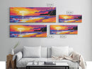 Golden Beach, Sunset Seascape, Ocean Art, Framed Canvas Print, Vibrant Coastal Scene, Nautical Living Room Decor, Waterscape Painting