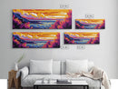 Sunset Coastline, Vibrant Seascape, Ocean View, Colorful Landscape, Framed Canvas Print, Living Room Wall Art, Beach House Decor