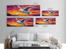 Flying Seagull, Ocean Sunset, Coastal Bird, Colorful Sky, Framed Canvas Print, Nautical Wall Art, Beach House Decor, Bold Landscape