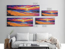 Sunset Beach, Coastal Landscape, Colorful Ocean, Tranquil View, Framed Canvas Print, Serene Wall Art, Bold Colors, Nautical Style