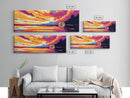 Sunset Reflection, Golden Lake, Tranquil Water, Vibrant Sky, Framed Canvas Print, Living Room Decor, Colorful Nature, Serene Art