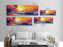 Ocean Sunset, Rolling Waves, Bold Seascape, Vibrant Colors, Framed Canvas Print, Beach House Decor, Tranquil View, Nautical Theme