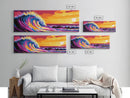 Giant Wave, Ocean Surf, Sunset Splash, Coastal Energy, Framed Canvas Print, Surfer Wall Art, Beach House Decor, Living Room Art