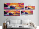Ocean Splash, Vibrant Sunset, Coastal Energy, Bold Colors, Framed Canvas Print, Nautical Wall Art, Living Room Art, Dynamic Seascape