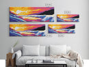 River Sunset, Cascading Water, Canvas Print, Waterfall Wall Art, Nature Inspired Painting, Colorful Landscape Art, Living Room Decor