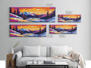 Winter Wonderland, Snowy Mountains, Sunset, Framed Canvas Print, Scenic Landscape Art, Cozy Christmas Decor, Nature Inspired Artwork