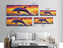 Jumping Dolphin, Ocean Wall Art, Marine Life, Vibrant Sea Decor, Framed Canvas Print, Beach House Art, Coastal Nature, Large Canvas