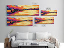 Driftwood Sunset, Nature Art, Rustic Wall Decor, Vibrant Landscape, Framed Canvas Print, Serene Seascape, Lake House, Bold Colors